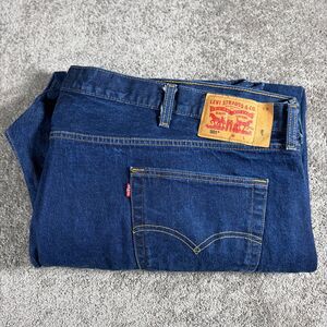 Levis 501 Jeans Mens 58x30 Blue Medium Wash Wide Leg Stretch Cotton Denim